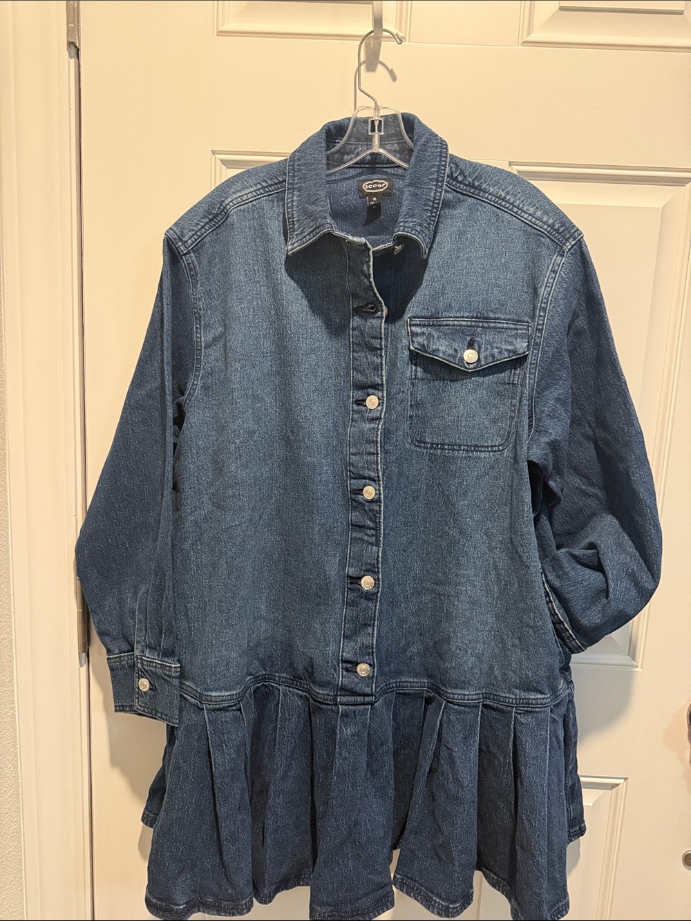 Denim Peplum Shirt dress - Blue